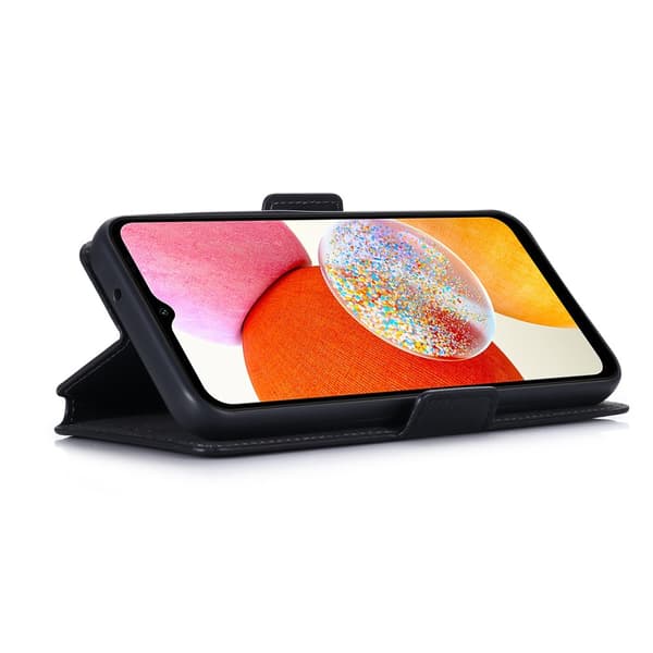 SKALO Samsung A14 4G/5G MUXMA Saffiano PU-læder Pungetui - Sort