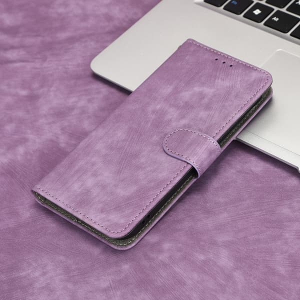 SKALO Samsung A14 4G/5G Flip Cover m. pung i PU-læder - Lilla