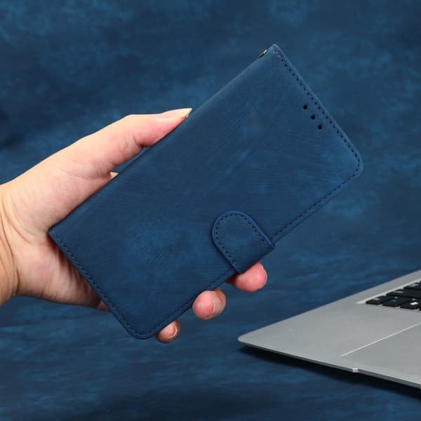 SKALO Samsung A14 4G/5G Flip Cover m. pung i PU-læder - Blå