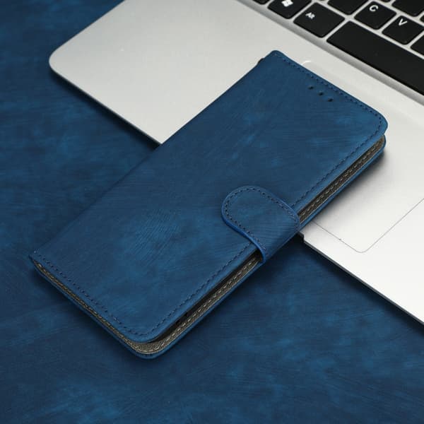 SKALO Samsung A14 4G/5G Flip Cover m. pung i PU-læder - Blå