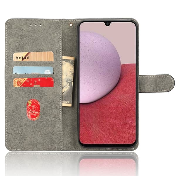 SKALO Samsung A14 4G/5G Flip Cover m. pung i PU-læder - Blå