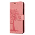 Pikkukuva 4 / 6: SKALO Samsung A14 4G/5G Owl Tree lompakkokotelo - Pinkki