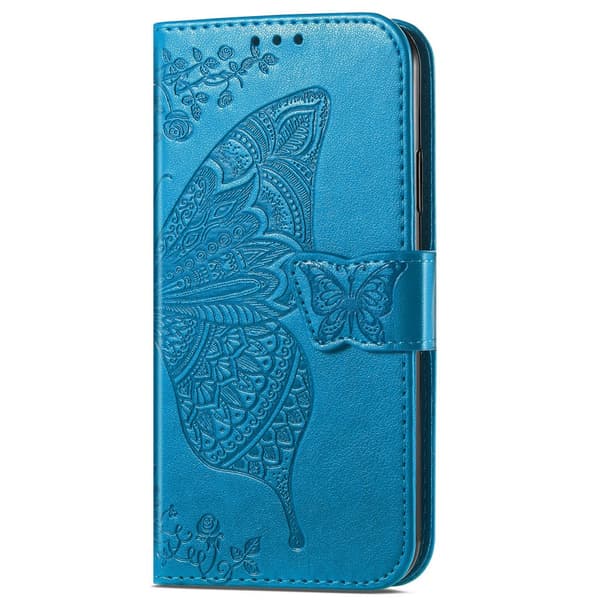 SKALO Samsung A14 4G/5G Mandala Butterfly lompakkokotelo - Sininen
