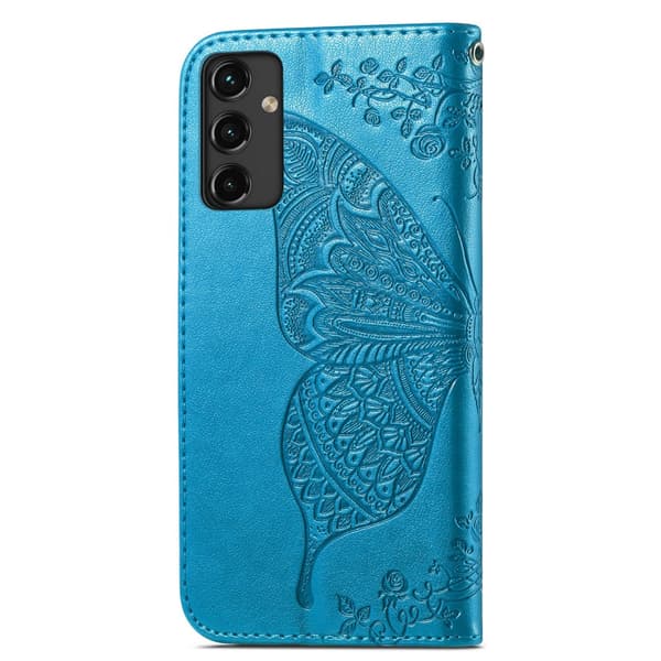 SKALO Samsung A14 4G/5G Mandala Butterfly lompakkokotelo - Sininen