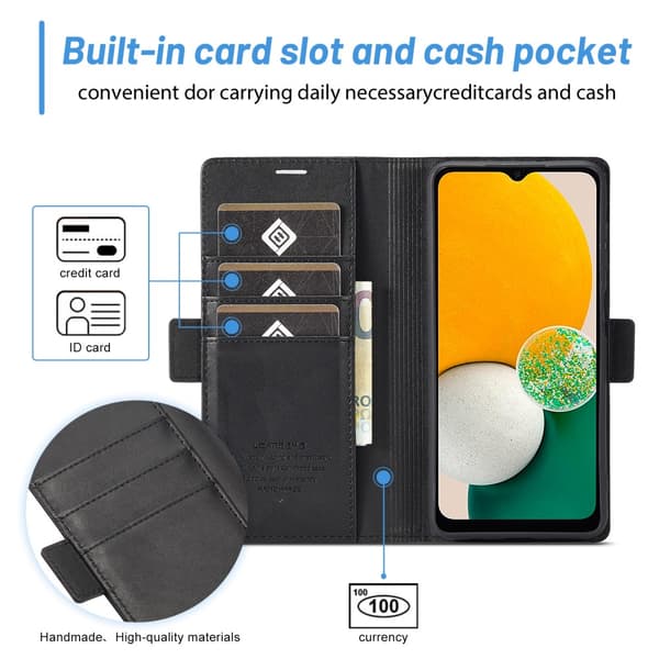 SKALO Samsung A14 4G/5G LC.IMEEKE Lompakkokotelo PU-nahkaa - Musta