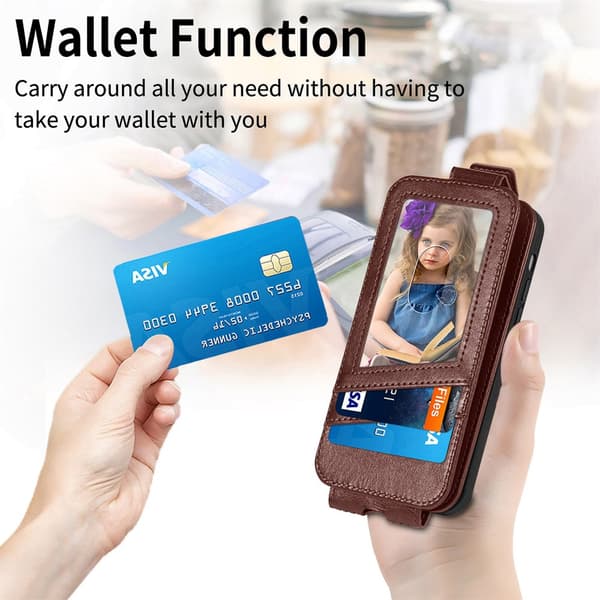 SKALO Samsung A14 4G/5G CASENEO Vertical Flip Lompakkokotelo - Ruskea