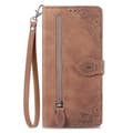 Miniatyrbillede 6 af 6: SKALO Samsung A14 4G/5G Big Wallet Flower Pungetaske - Brun