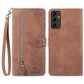 Miniatyrbillede 1 af 6: SKALO Samsung A14 4G/5G Big Wallet Flower Pungetaske - Brun