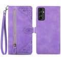 Pikkukuva 1 / 6: SKALO Samsung A14 4G/5G Big Wallet Flower Lompakkokotelo - Violetti