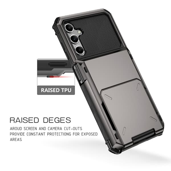 SKALO Samsung A34 5G Armor Suojakuori korttikotelo - Musta