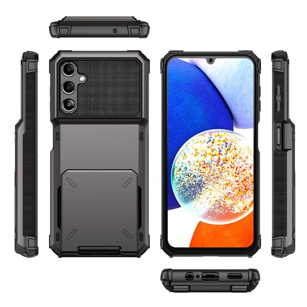 SKALO Samsung A34 5G Armor Suojakuori korttikotelo - Musta