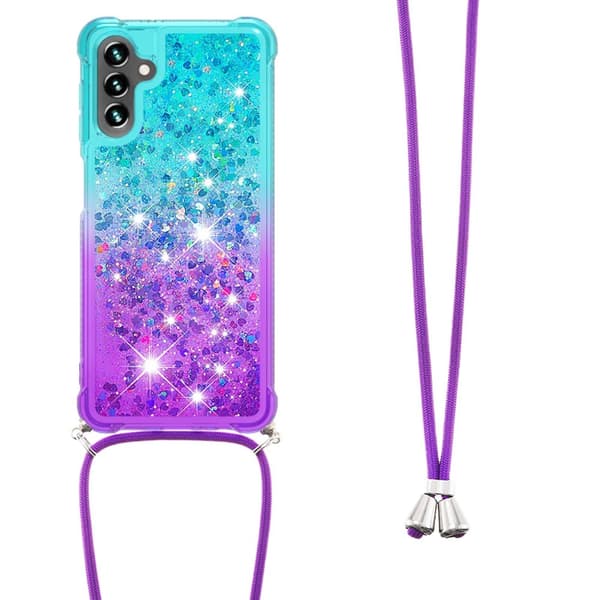 SKALO Samsung A34 5G Kvicksand Glitter Mobile Collar - Turkis-Lilla