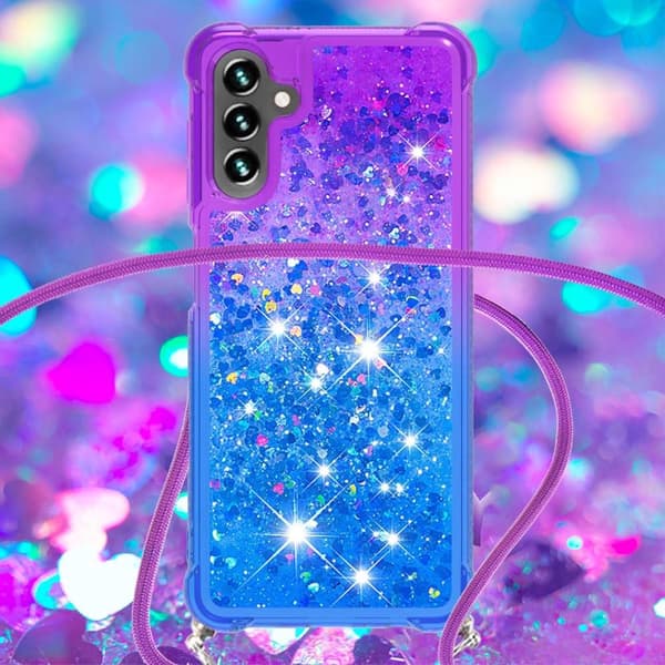SKALO Samsung A34 5G Kvicksand Glitter Mobile Collar - Lilla-Blå