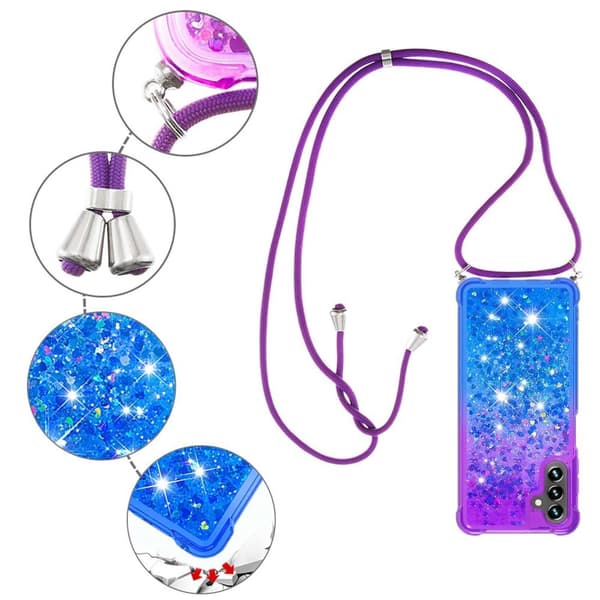 SKALO Samsung A34 5G Kvicksand Glitter Mobile Collar - Lilla-Blå