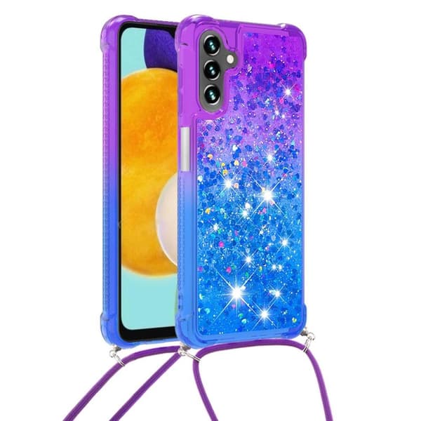 SKALO Samsung A34 5G Kvicksand Glitter Mobile Collar - Lilla-Blå