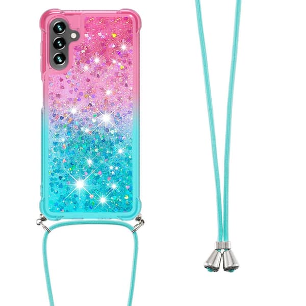 SKALO Samsung A34 5G Kvicksand Glitter Mobile Collar - Pink-Turkis