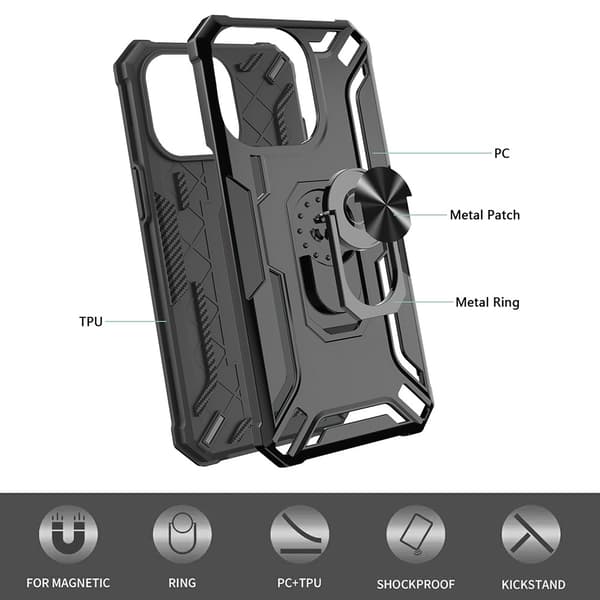SKALO Samsung A34 5G Armor Hybrid Metallring skal - Svart