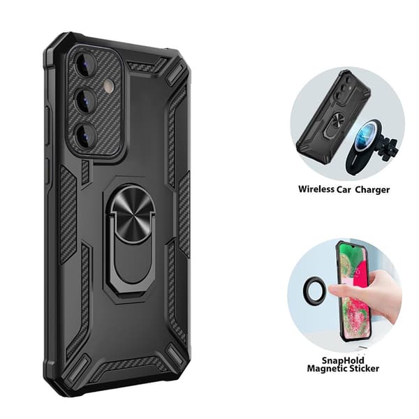 SKALO Samsung A34 5G Armor Hybrid Metallring skal - Svart