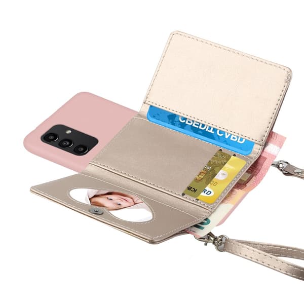 SKALO Samsung A34 5G TPU-Skal med Hjärta Plånbok - Rosa
