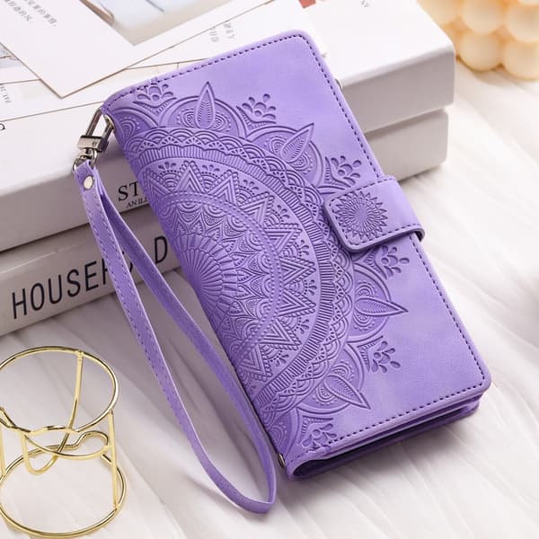 SKALO Samsung A34 5G Big Wallet Mandala Lompakkokotelo - Violetti