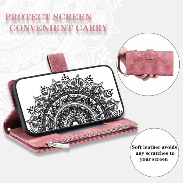 SKALO Samsung A34 5G Big Wallet Mandala Pungetaske - Rosa guld