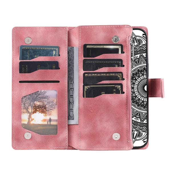 SKALO Samsung A34 5G Big Wallet Mandala Pungetaske - Rosa guld