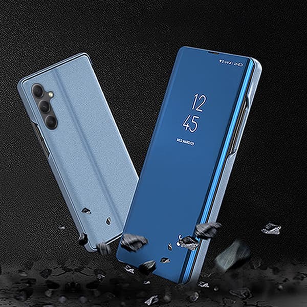 SKALO Samsung A34 5G Clear View Mirror Lompakko - Sininen