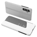 Pikkukuva 1 / 8: SKALO Samsung A34 5G Clear View Lompakkokotelo - Hopea