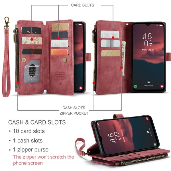 CaseMe Samsung A34 5G CaseMe Big Wallet Pungetui - Rød