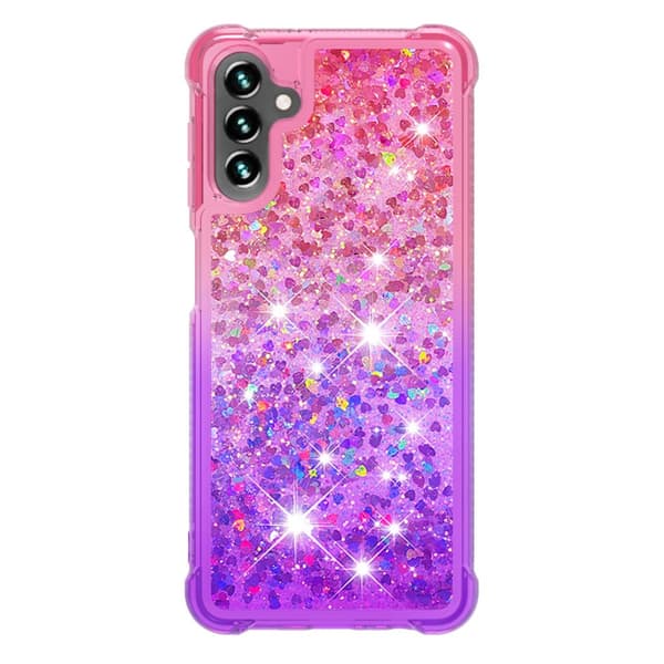 SKALO Samsung A54 5G Kvicksand Glitter Hjärtan TPU-skal - Rosa-Lila
