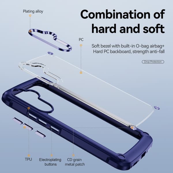 SKALO Samsung A54 5G Kiiltävä hybridi TPU-kuori - Sininen