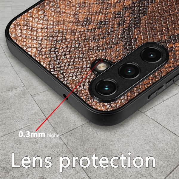 SKALO Samsung A54 5G Snakeskin PU-læder Hybrid Cover - Brun
