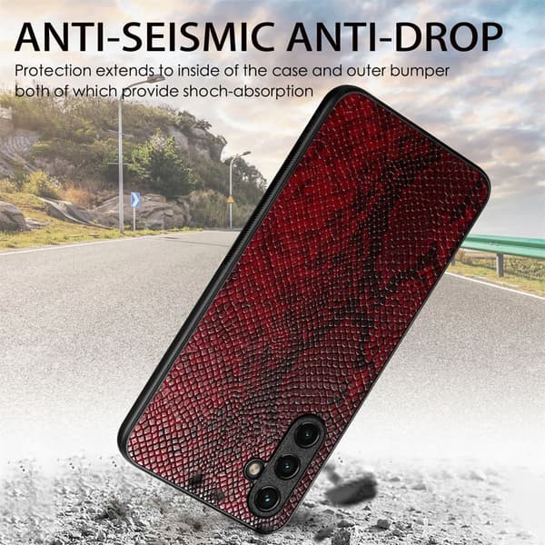 SKALO Samsung A54 5G Snakeskin PU-læder Hybrid Cover - Brun