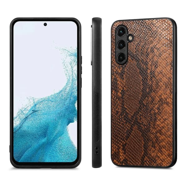 SKALO Samsung A54 5G Snakeskin PU-læder Hybrid Cover - Brun