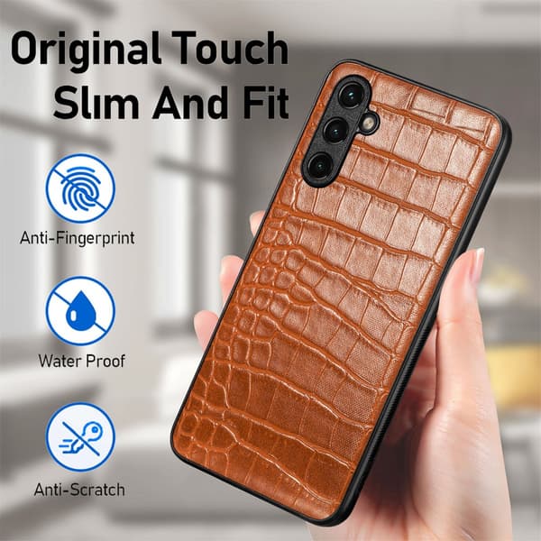 SKALO Samsung A54 5G Krokodil PU-Läder Hybrid Skal - Brun