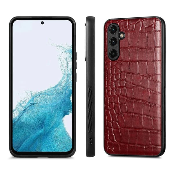 SKALO Samsung A54 5G Crocodile PU Leather Hybrid Cover - Vin rød