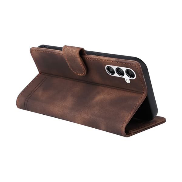 SKALO Samsung A54 5G Flip Cover m. pung i PU-læder - Brun