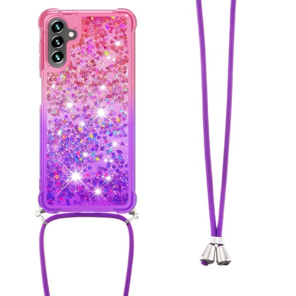 SKALO Samsung A54 5G Kvicksand Glitter Mobilhalsband - Rosa-Lila