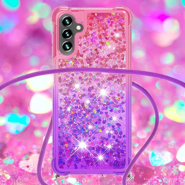 SKALO Samsung A54 5G Kvicksand Glitter Mobile Collar - Pink-Lilla