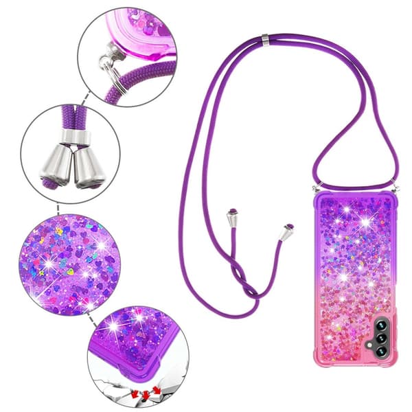 SKALO Samsung A54 5G Kvicksand Glitter Mobile Collar - Pink-Lilla