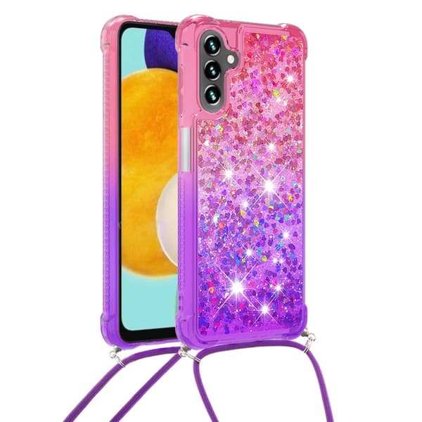 SKALO Samsung A54 5G Kvicksand Glitter Mobile Collar - Pink-Lilla