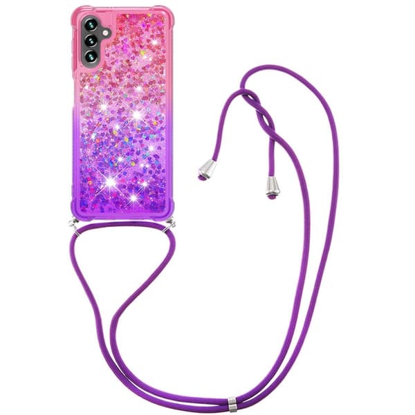 SKALO Samsung A54 5G Kvicksand Glitter Mobile Collar - Pink-Lilla