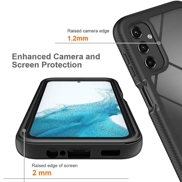 SKALO Samsung A54 5G Shockproof Clear Hybrid Skal + Skärmskydd - Röd