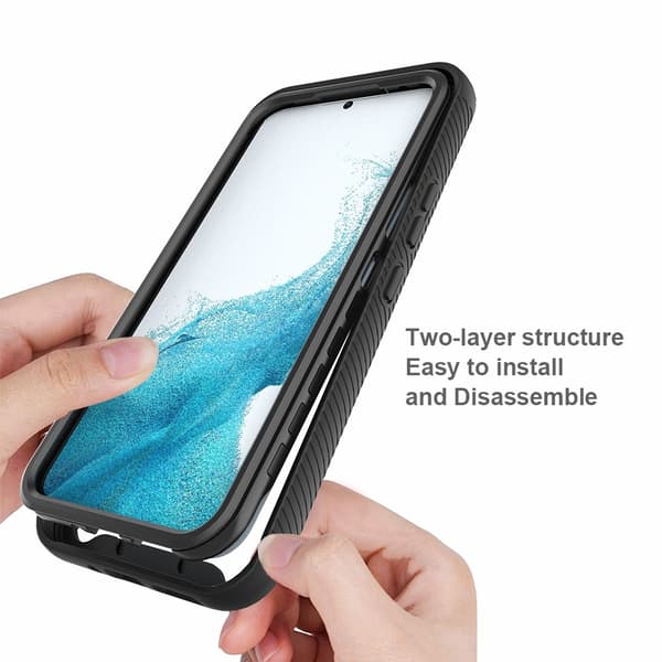 SKALO Samsung A54 5G Shockproof Clear Hybrid Skal + Skärmskydd - Röd