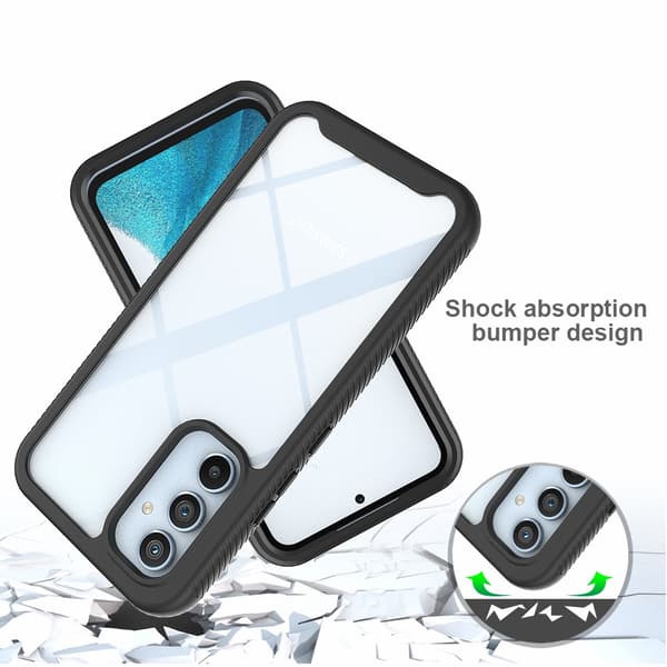 SKALO Samsung A54 5G Shockproof Clear Hybrid Skal + Skärmskydd - Röd