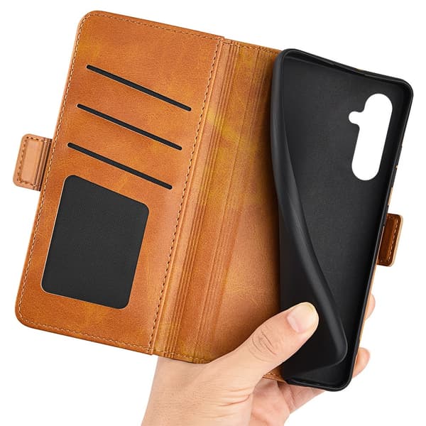 SKALO Samsung A54 5G Premium Wallet Flip Cover - Lys brun