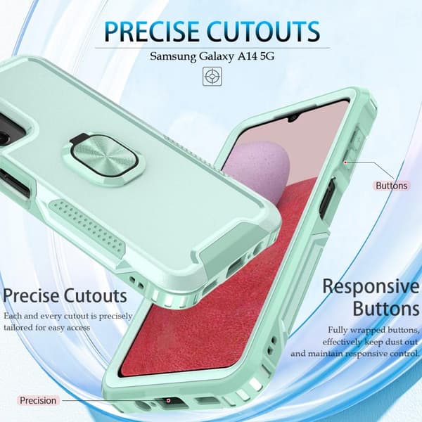 SKALO Samsung A54 5G Armor Hybrid metal ring cover - Turkis