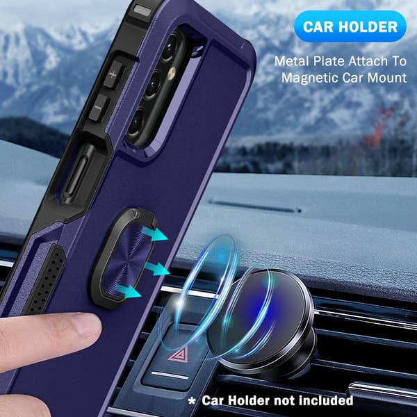 SKALO Samsung A54 5G Armor Hybrid metal ring cover - Blå