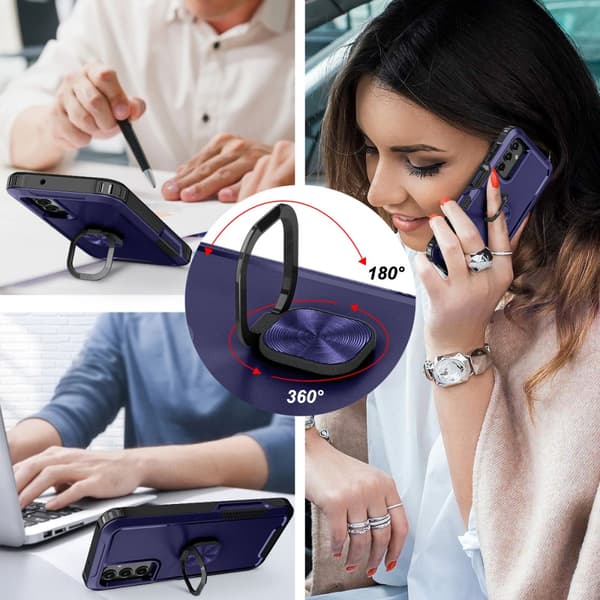 SKALO Samsung A54 5G Armor Hybrid metal ring cover - Blå