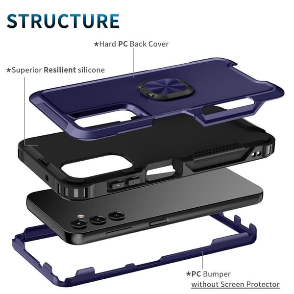 SKALO Samsung A54 5G Armor Hybrid metal ring cover - Blå